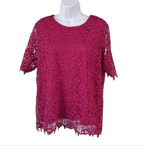 Philosophy Fuchsia Lace Top Size XL